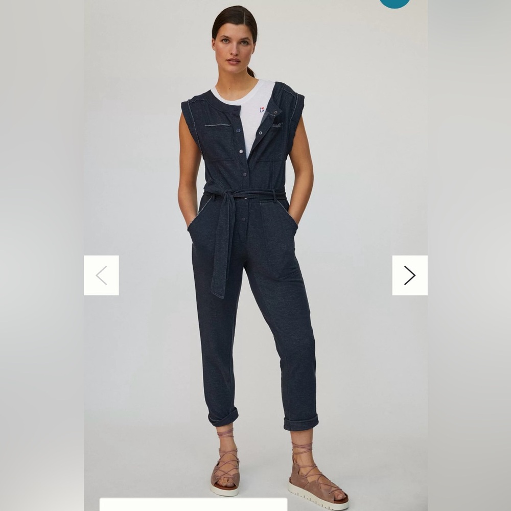 Anthropologie Daily Practice Women's Jumpsuit Blue Cap Sleeve Casual One Piece L